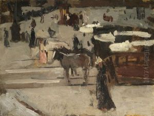 Paardentrams En Figuren Op Een Plein by George Hendrik Breitner
