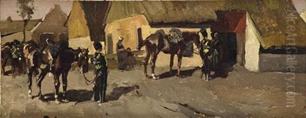 Paarden: The Yellow Riders Near A Farmhouse by George Hendrik Breitner