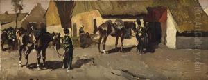 Paarden: The Yellow Riders Near A Farmhouse by George Hendrik Breitner