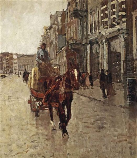Rokin Westzijde: A Horsedrawn Cart On The Rokin, Amsterdam - view 1