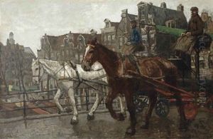Eenhoornsluis; A View Of The Prinsengracht And The Noorderkerk Seen From The Eenhoornsluis, Amsterdam by George Hendrik Breitner