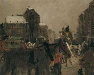 Der Nieuwmarkt Im Winterlichen Amsterdam by George Hendrik Breitner