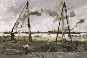 Heiwerk Aan De Van Diemenstraat: Construction Work In The Amsterdam Harbour by George Hendrik Breitner