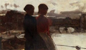 Slecht Weer: Waspitten On A Bridge In Amsterdam by George Hendrik Breitner