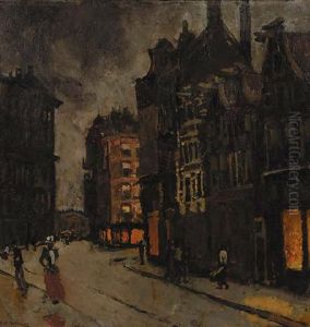 Paleisstraat Te Amsterdam: Figures On A Street At Dusk