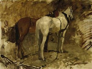 Paardstudie L: Working Horses At Rest
