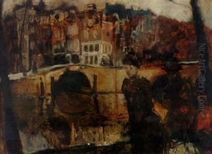 The Corner Of The Keizersgracht And Reguliersgracht, Amsterdam, With Figures In The Foreground by George Hendrik Breitner