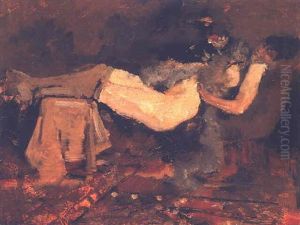 A Reclining Nude On A Sofa by George Hendrik Breitner