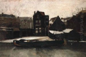 Moored Boats At The Teertuinen, Amsterdam, In Winter Moored Boats At The Teertuinen, Amsterdam, In Winter