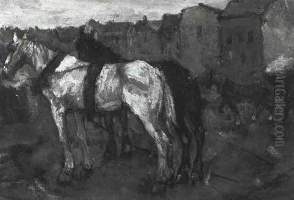 Twee Bespannen Paarden - view 1