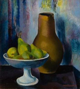 Stillleben Mit Obstschale Und Kanne