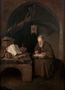 Ermite Lisant by Quiringh Gerritsz van Brekelenkam