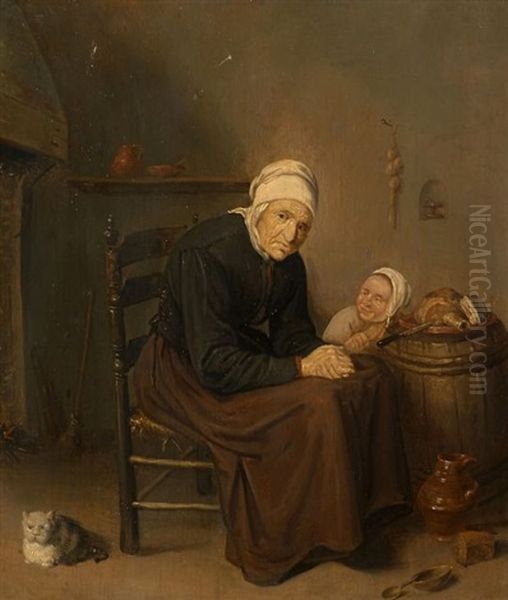 Vieille Femme Et Enfant Dans Un Office - view 1