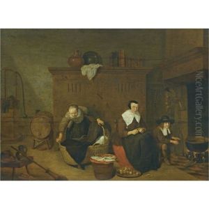 An Interior With A Woman Peeling Turnips An Interior With A Woman Peeling Turnips
