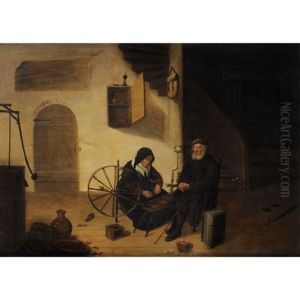 Scene D'interieur Avec Une Fileuse by Quiringh Gerritsz van Brekelenkam
