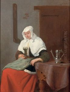 A Woman Seated At A Table, Holding A Roemer A Woman Seated At A Table, Holding A Roemer
