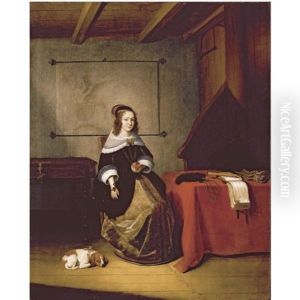 A Lady Seated In An Interior by Quiringh Gerritsz van Brekelenkam