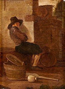 Koksinterior Med Sittande Man by Quiringh Gerritsz van Brekelenkam