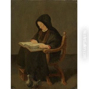 A Seated Woman Reading A Book In An Interior by Quiringh Gerritsz van Brekelenkam