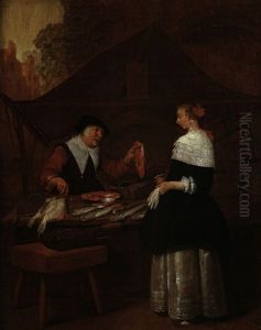 Fischhandlerin Und Kundin
