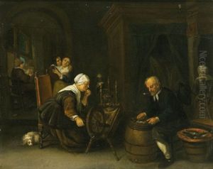 Bauern In Der Stube by Quiringh Gerritsz van Brekelenkam