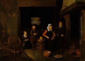 Eine Familie Bei Der Pfankuchen-mahlzeit