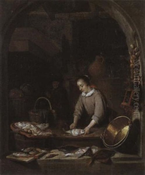 Kucheninterieur Mit Fischschneider Magd - view 1