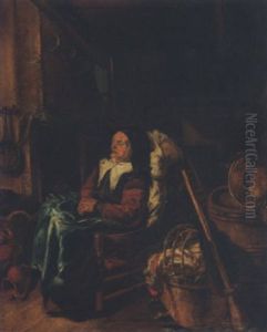In Einem Stuhl Schlafende Alte by Quiringh Gerritsz van Brekelenkam