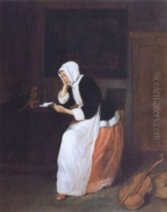 Eine Junge Frau Liest Einen Brief by Quiringh Gerritsz van Brekelenkam