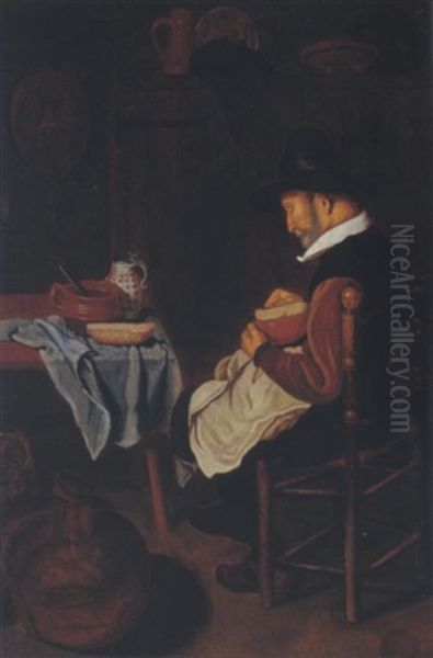 Kitchen Interior With A Man Preparing A Meal - view 1