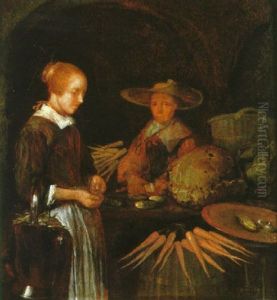 A Maid At A Vegetable Stall Counting Her Money A Maid At A Vegetable Stall Counting Her Money