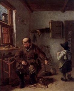 In Der Schusterwerkstatt by Quiringh Gerritsz van Brekelenkam