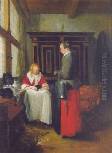 A Seamstress Seated By A Window In An Interior, Watched By A Lady Standing Nearby A Seamstress Seated By A Window In An Interior, Watched By A Lady Standing Nearby