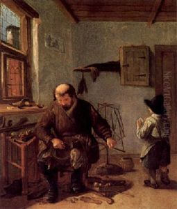 In Der Schusterwerkstatt by Quiringh Gerritsz van Brekelenkam