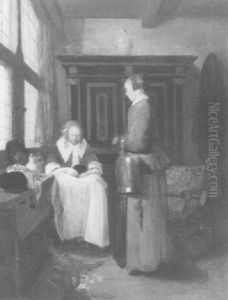 An Interior With A Servant And Her Lady by Quiringh Gerritsz van Brekelenkam