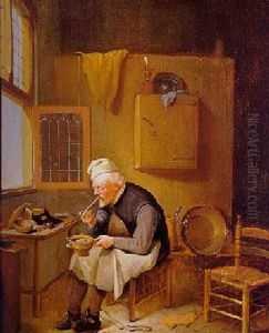 A Cobbler Smoking A Pipe In His Workshop