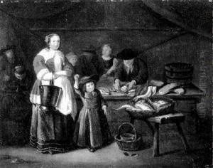 Beim Fischhandler by Quiringh Gerritsz van Brekelenkam