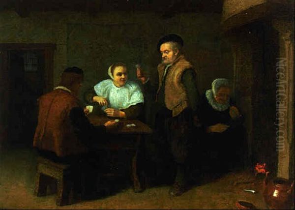 Peasants Playing Cards In An Interior - view 1