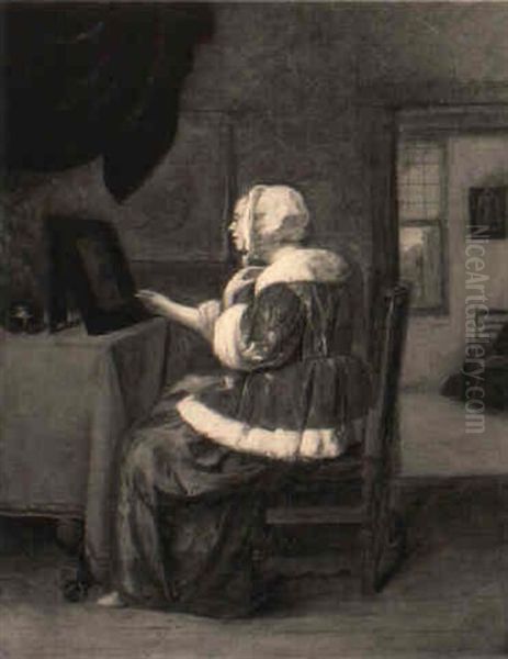 A Lady Seated At A Dressing Table In An Interior - view 1