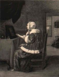 A Lady Seated At A Dressing Table In An Interior by Quiringh Gerritsz van Brekelenkam