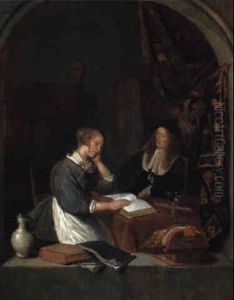 Dame Mit Kavalier (die Musikstunde) by Quiringh Gerritsz van Brekelenkam
