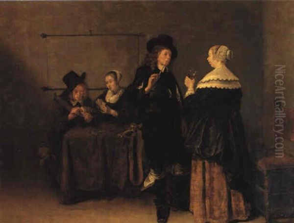 Two Elegant Couples In An Interior - view 1