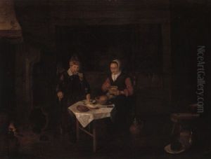 Elderly Couple At A Table In An Interior