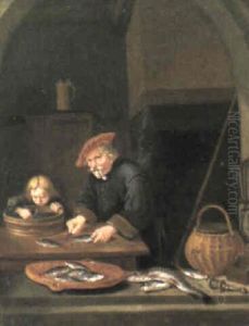 Interior With Figures Filleting Fish Interior With Figures Filleting Fish