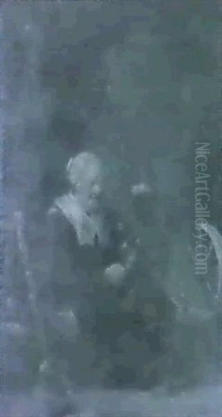 An Old Woman Spinning, In An Interior - view 1