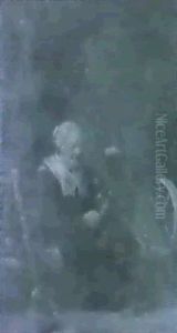 An Old Woman Spinning, In An Interior An Old Woman Spinning, In An Interior