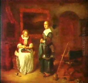 Dame Mit Ihrer Dienerin In Einem Interieur Dame Mit Ihrer Dienerin In Einem Interieur