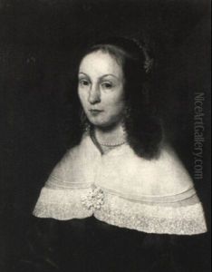 Portrait Of A Lady In Black Dress And Lace Collar by Quiringh Gerritsz van Brekelenkam