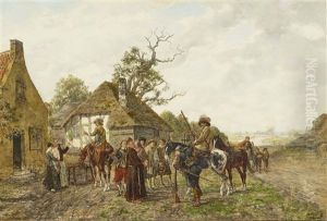Lansquenets In Front Of The Village by Heinrich Breling