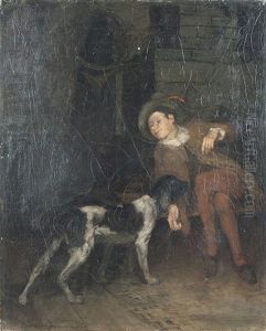 Sleeping Man With Dog by Heinrich Breling